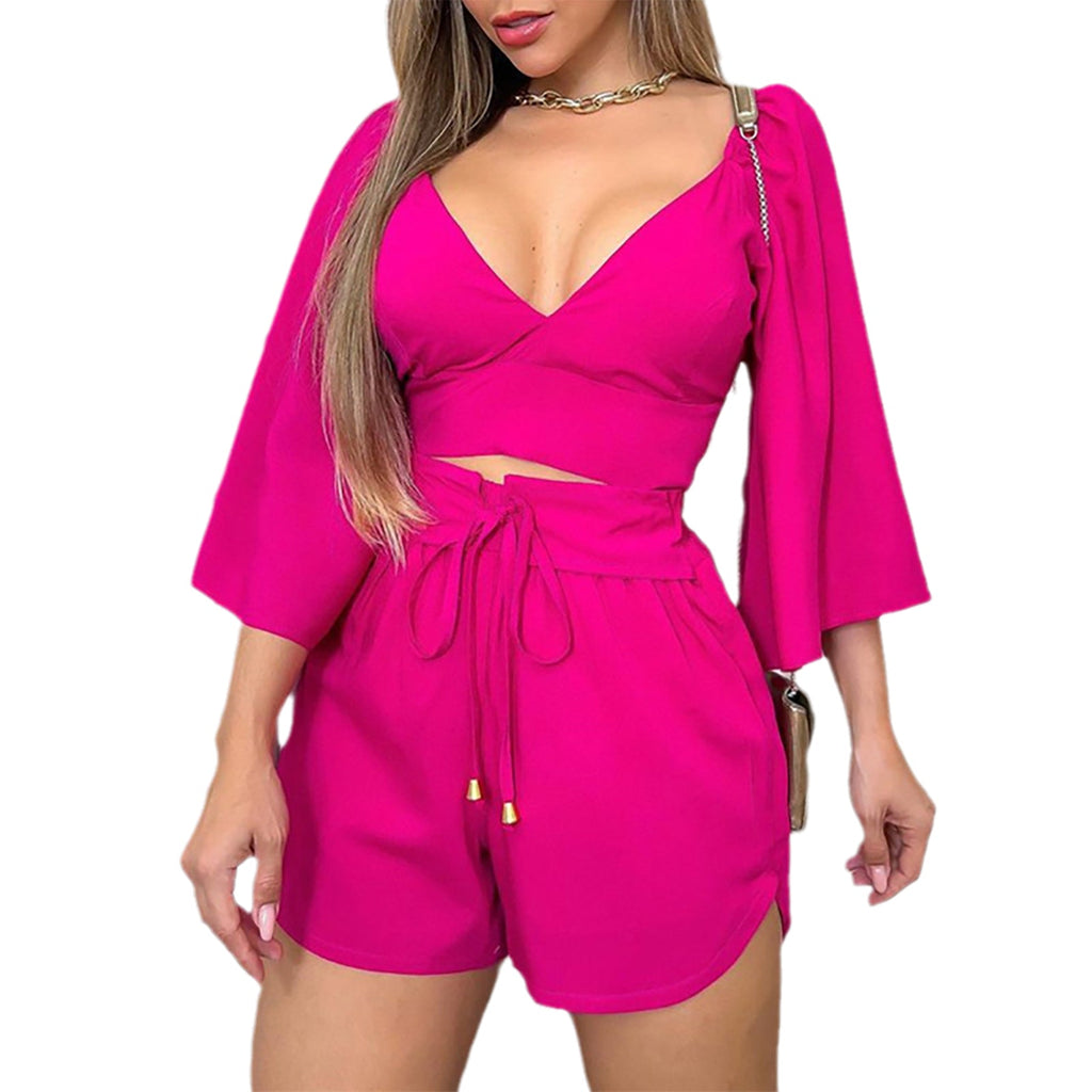 Two Piece Bell Sleeve Tops & Shorts