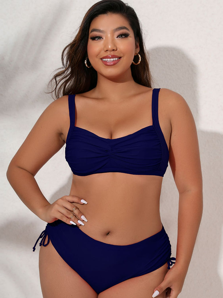 Plus Size Twist Front Tied DD+ Bikini Set