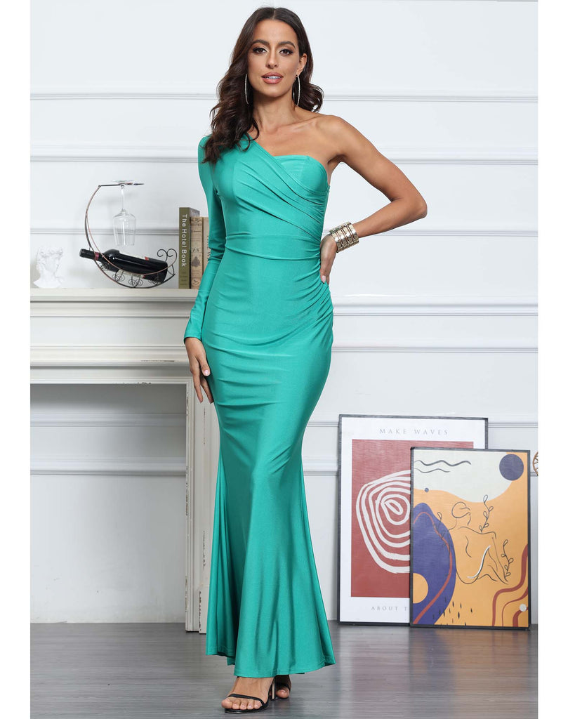 One Shoulder Backless Maxi Dress