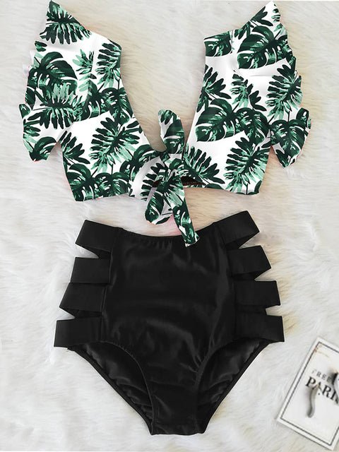 Floral Dreams Ruffled High Waist Bikini Set