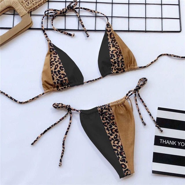 Gisele Super Hot Leopard Print Triangle Brazilian Bikini