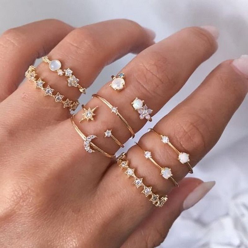 Boho Glamour Bohemian Star Ring Set