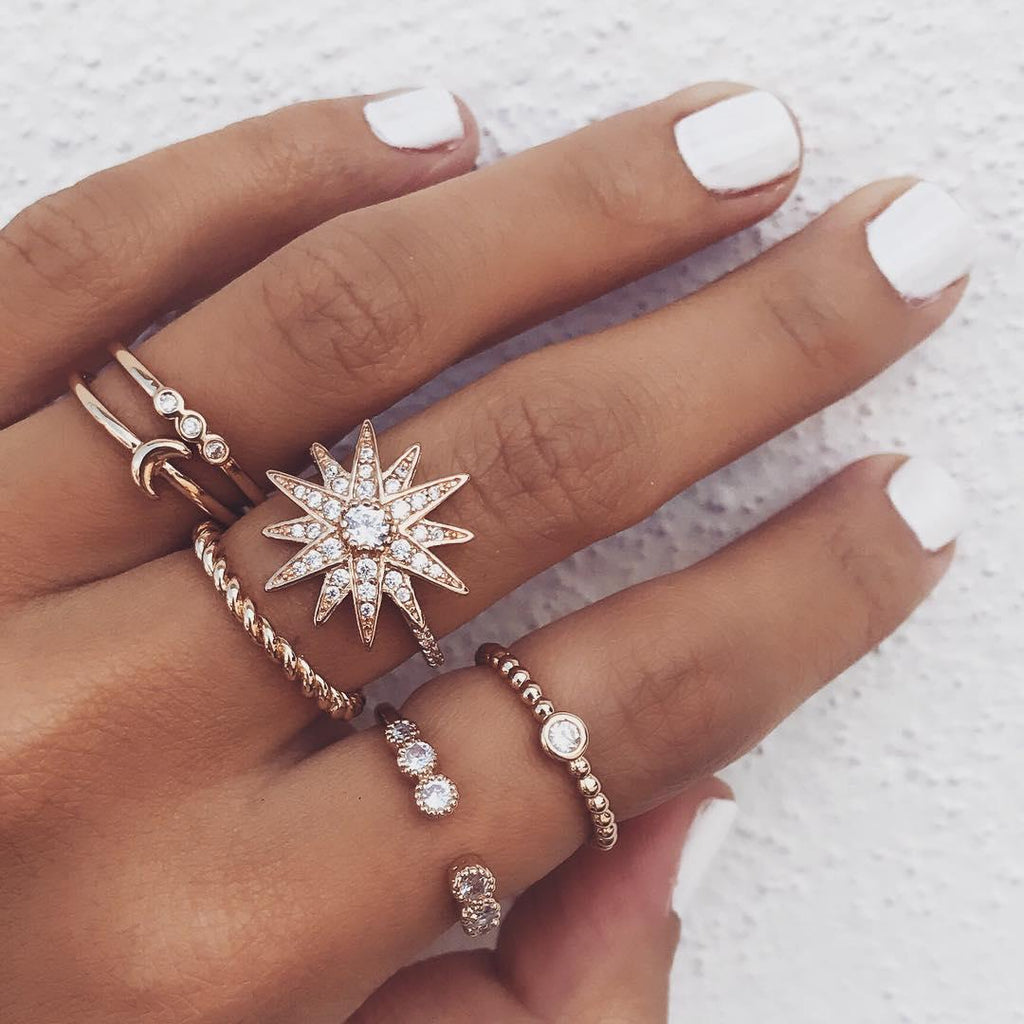 Boho Glamour Bohemian Star Ring Set