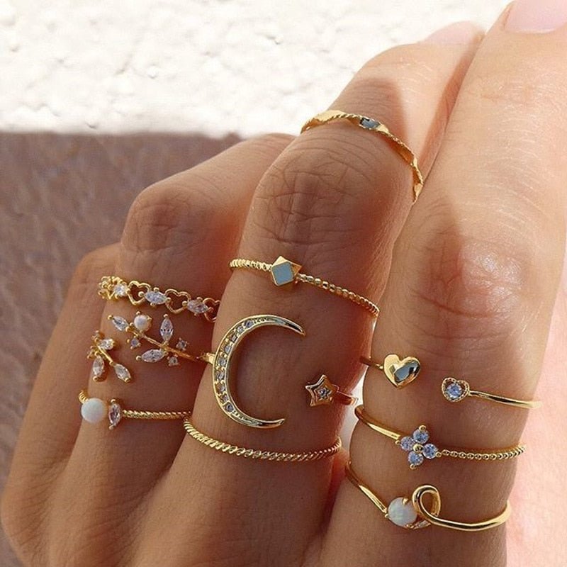 Boho Glamour Bohemian Star Ring Set