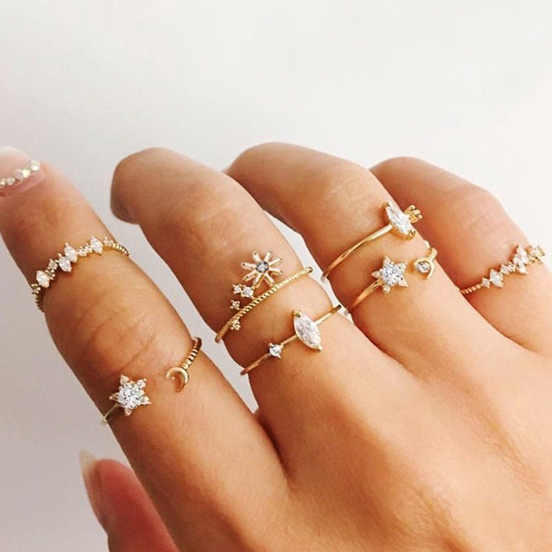 Boho Glamour Bohemian Star Ring Set