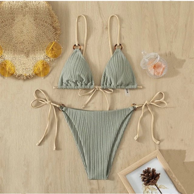 Hamptons Sexy Cute Triangle Bikini Set