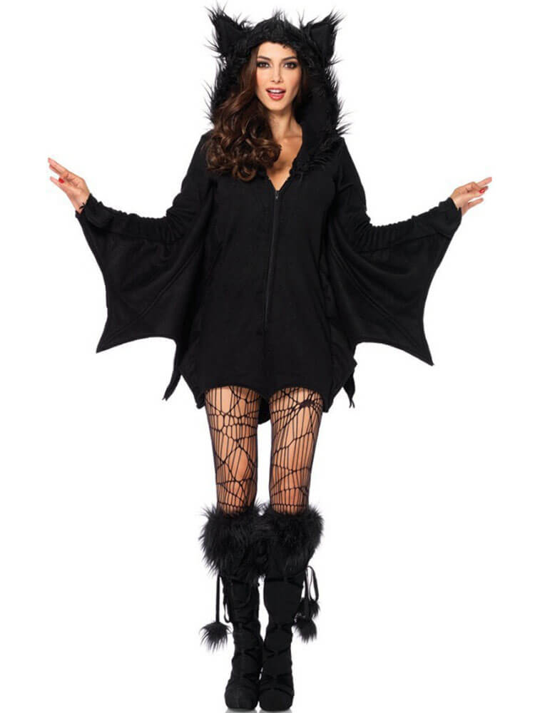 Halloween Dolman Sleeve Cozy Bat Zip Up Costume