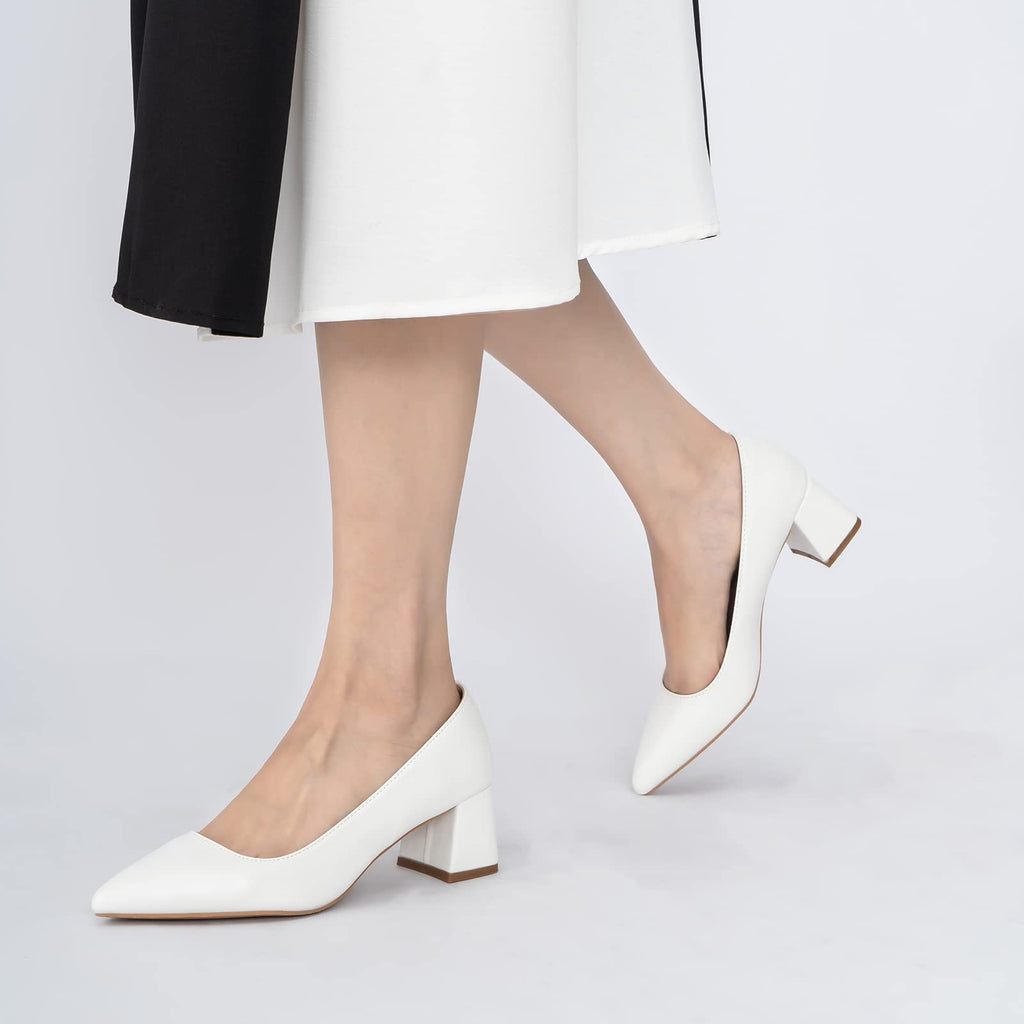 Solid Color Pumps Chunky Heels