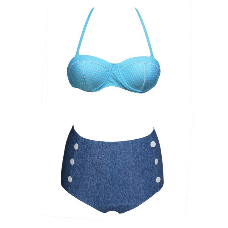 Lovey Denim Sexy Bikini High Waist Retro