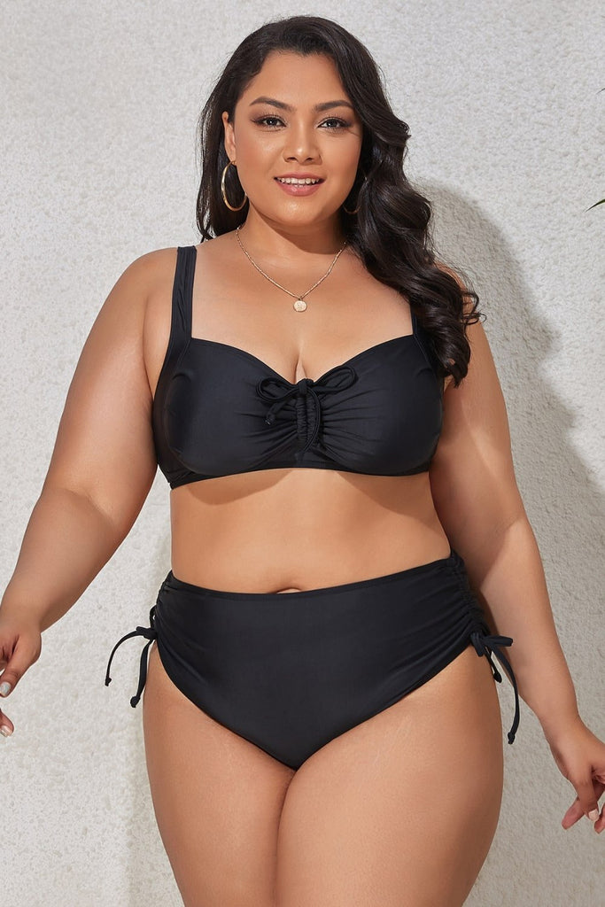 Plus Size Drawstring Detail Two-Piece Bikini Set