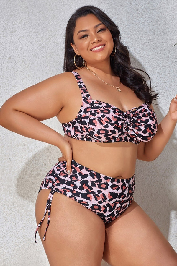 Plus Size Drawstring Detail Two-Piece Bikini Set