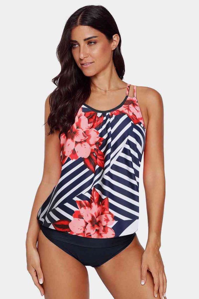 Printed Backless Two Pieces Tankini