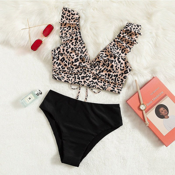 Ruffle Leopard Bikini