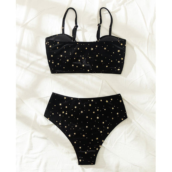 Stars in The Sky High Waist Velvet Bikini