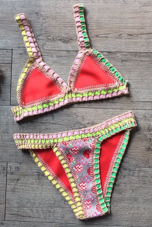 Summer Bloom Neoprene Reversible Two Piece Bikini Set