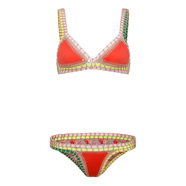 Summer Bloom Neoprene Reversible Two Piece Bikini Set