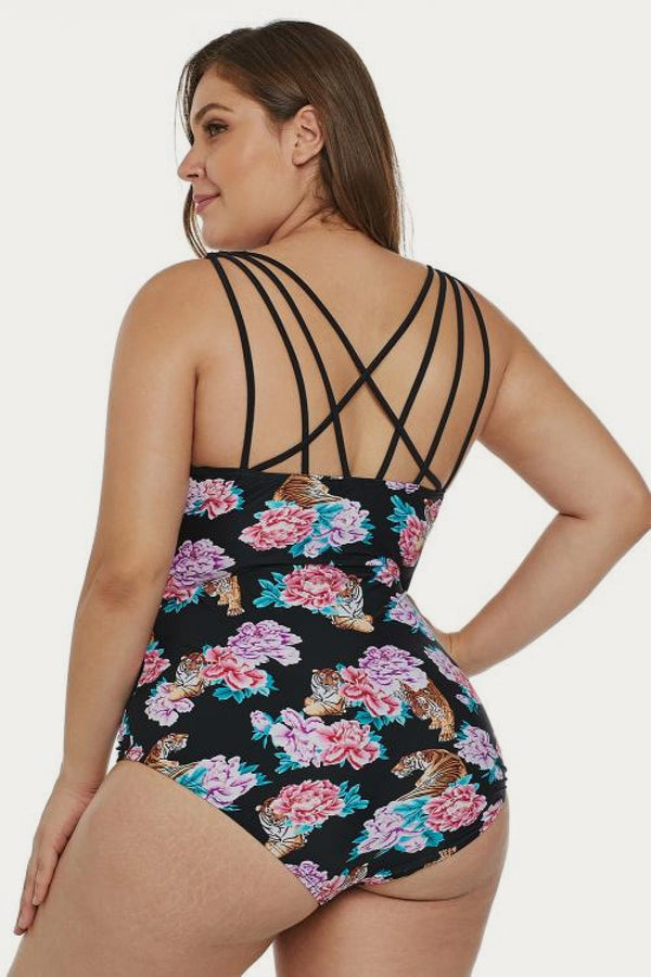 Tiger Floral Push-Up Plus Swimsuit